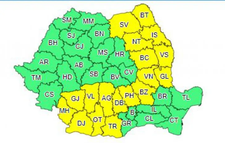 ALERTĂ METEO! Cod galben de ploi torenţiale, furtuni şi grindină, inclusiv în Prahova