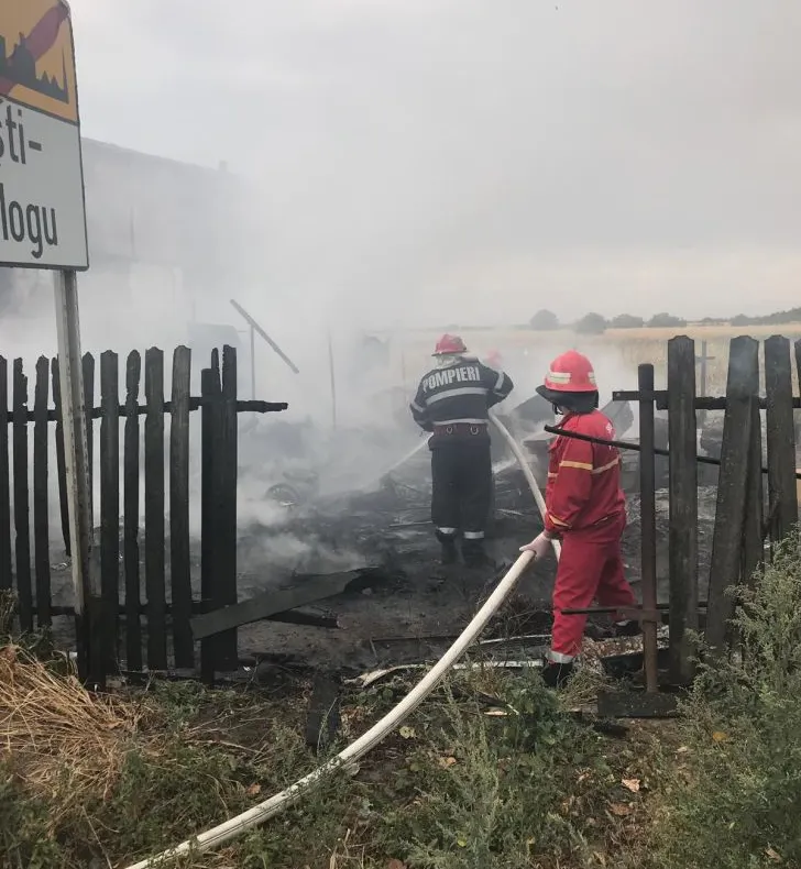 FOTO/ VIDEO Service auto în flăcări la Albeşti Paleologu