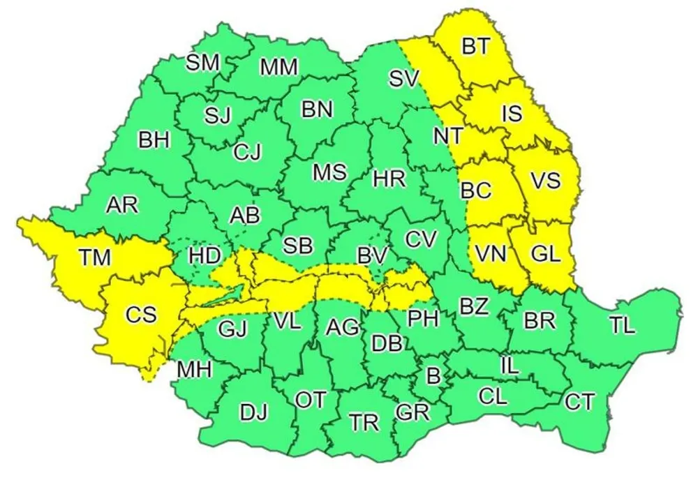 Cod galben de vânt puternic în mai multe zone din Prahova