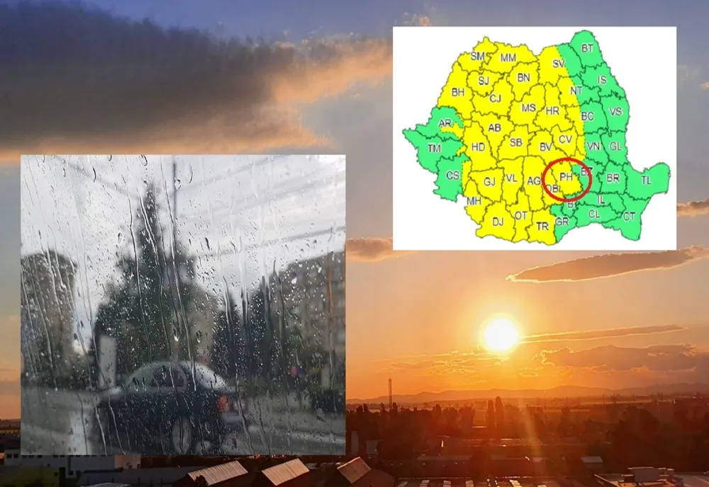 Cod galben de ploi torențiale și vijelii în Prahova. Caniculă în week-end