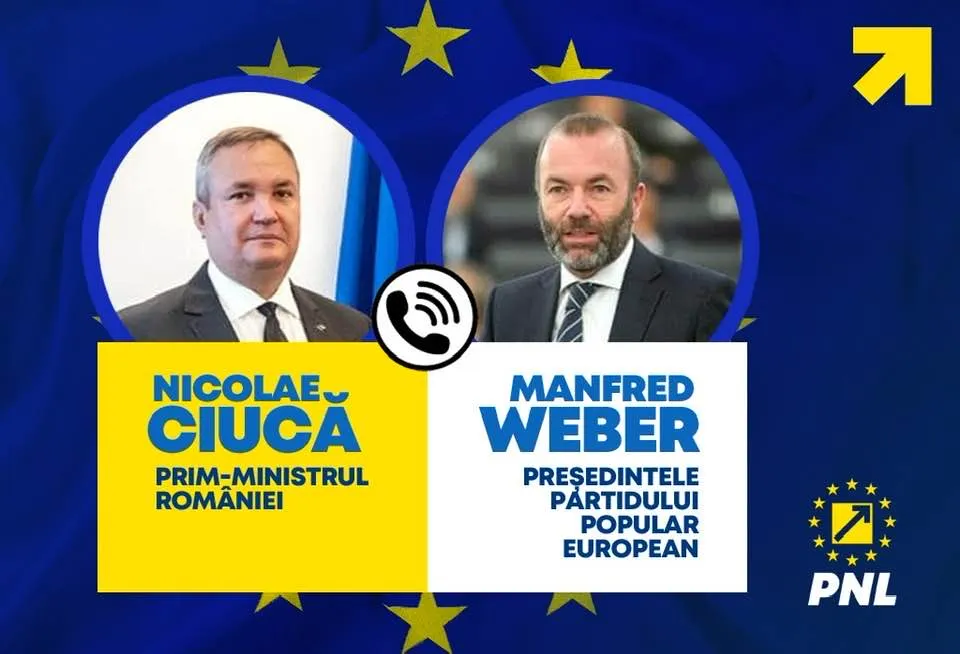 Nicolae Ciucă, discuție telefonică cu Manfred Weber, președintele Partidului Popular European: ”Ne dorim o Europă fără bariere”