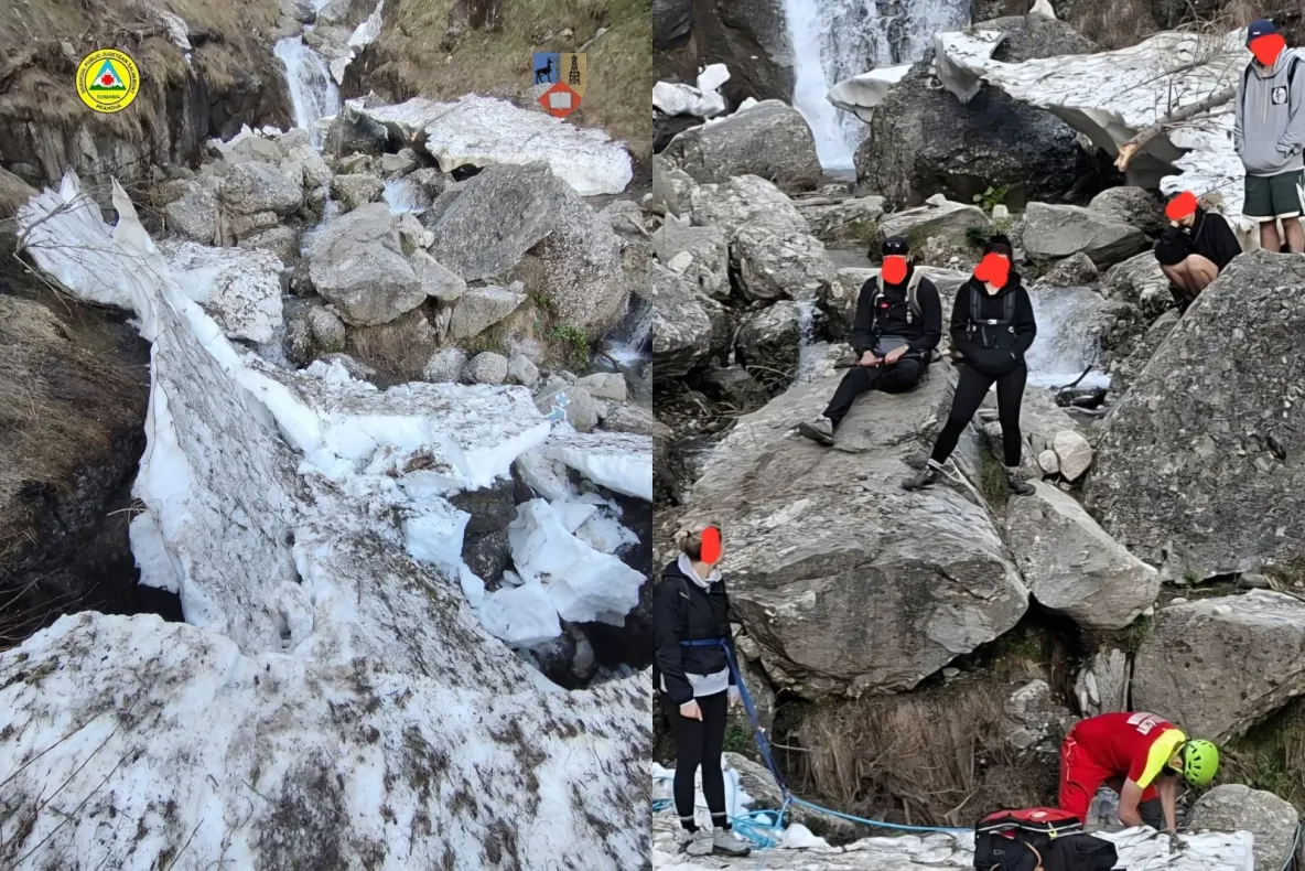 Traseul Jepii Mici din Bucegi rămâne închis. Un pod de gheaţă s-a rupt sub un grup de turişti 