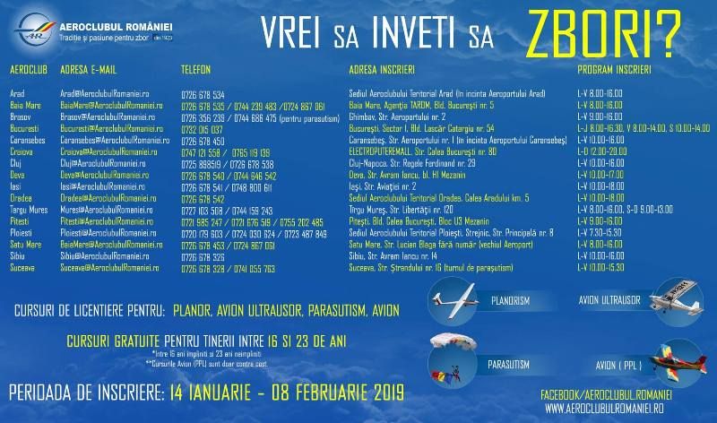 Cursuri gratuite de parașutism și zbor, la Aerodromul Strejnic