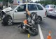 Accident pe DN1A – Gura Vitioarei. Motociclist rănit, după ce a fost acroșat de un autoturism